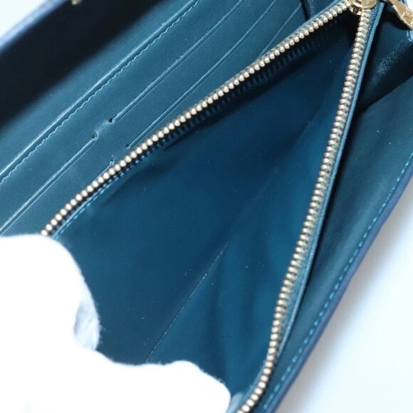 LOUIS VUITTON Vernis Portefeiulle Sarah Long Wallet Bluenuit M93667 Auth 141587 - Picture 12 of 16